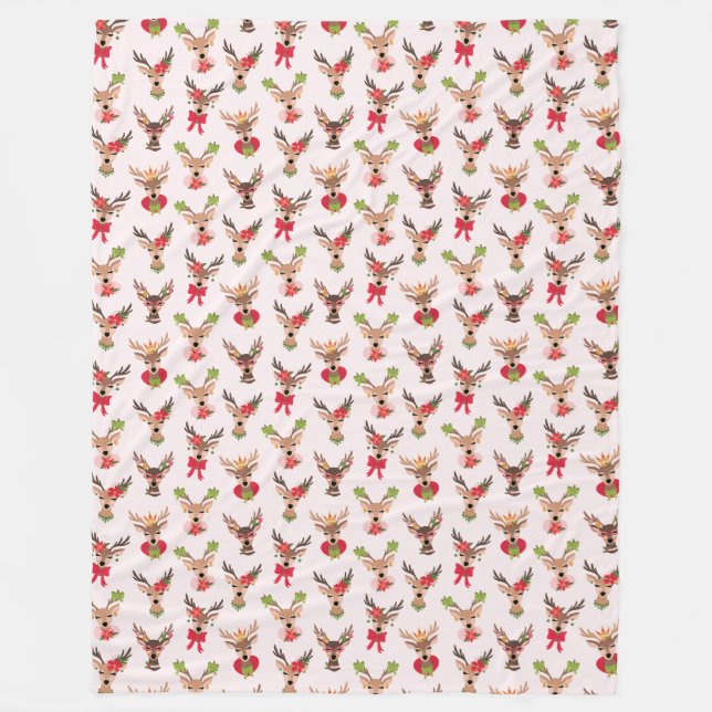 Coquette Christmas Preppy Rentier Fleecedecke (Vorderseite)