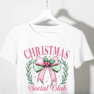 Coquette Christmas Social Club Giro Pink Bow Tri-Blend Shirt