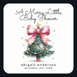 Coquette Christmas Tree Bow Baby Shower Quadratischer Aufkleber<br><div class="desc">schönes Coquetdesign</div>
