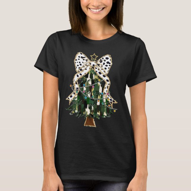Coquette Christmas Tree Girly Bow T-Shirt (Vorderseite)