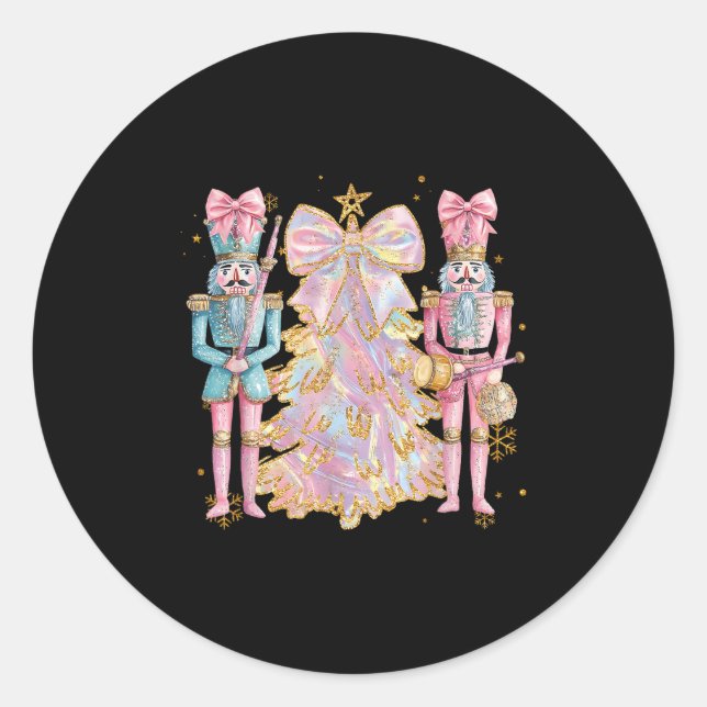 Coquette Christmas Tree Nk Nutcrackers Women Kids  Runder Aufkleber (Vorderseite)