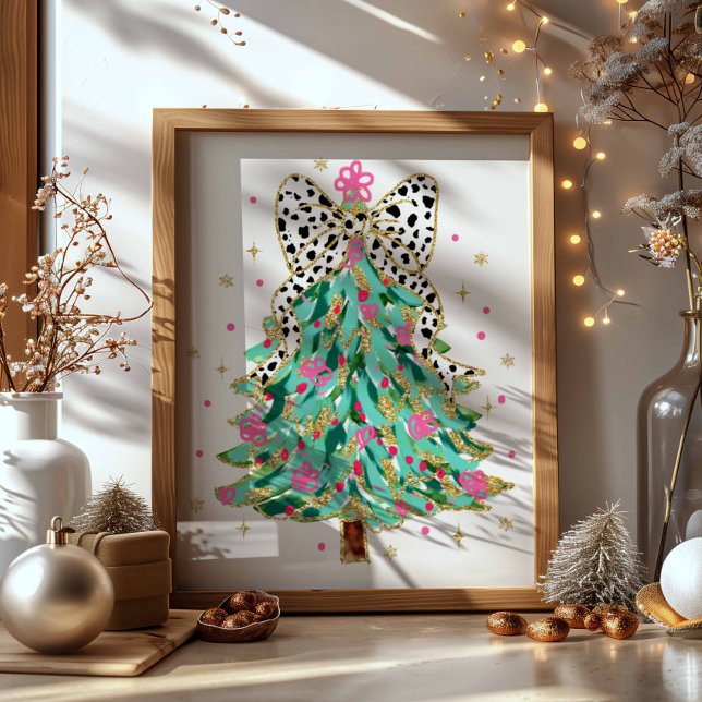 Coquette Christmas Tree Preppy Holiday Bow Poster (Von Creator hochgeladen)