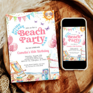 Coquette Coastage Teenage Beach Geburtstagsparty Einladung