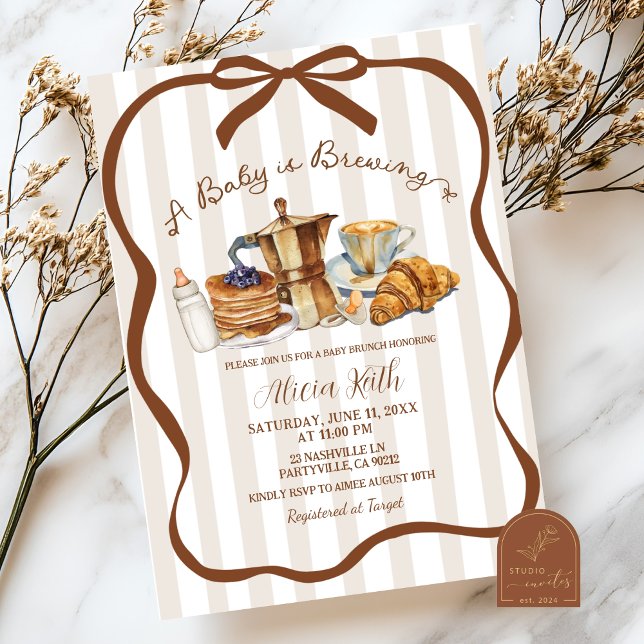 Coquette Coffee A Baby is Brewing Baby Shower Einladung (Von Creator hochgeladen)