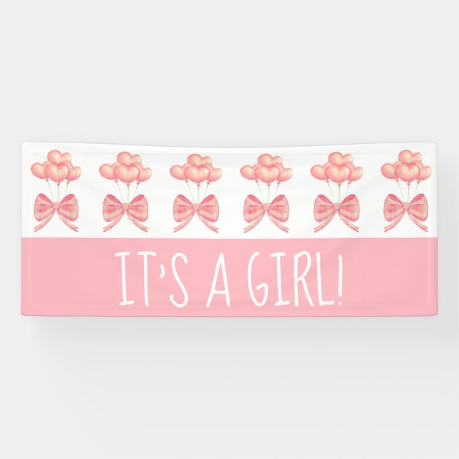 Coquette Coral Heart Ballon Es ist ein Girl-Banner Banner (Horizontal)