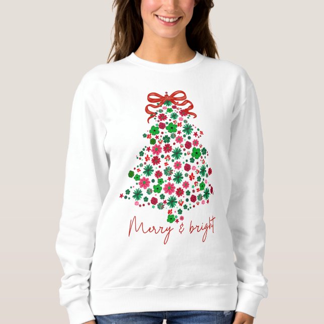 Coquette-Core-Blumenweihbaum mit Bow Sweatshirt (Vorderseite)
