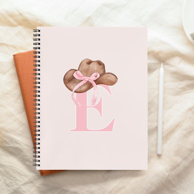 Coquette Cowgirl Hat Pink Bow Mit Monogramm Notizbuch (Von Creator hochgeladen)