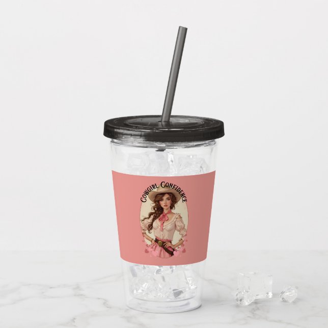 Coquette Cowgirl Western Fashion Portrait Acryltrinkbecher (Rückseite Ice)