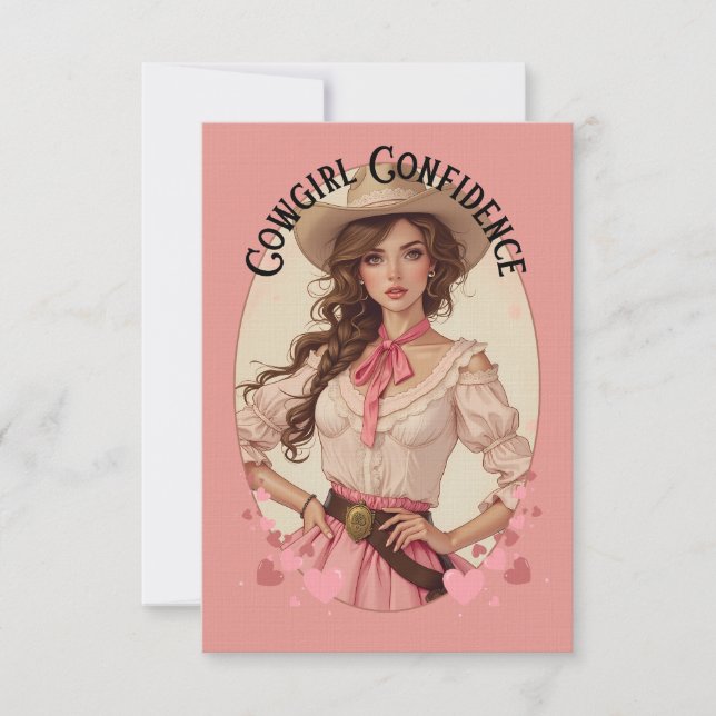 Coquette Cowgirl Western Fashion Portrait Dankeskarte (Vorderseite)
