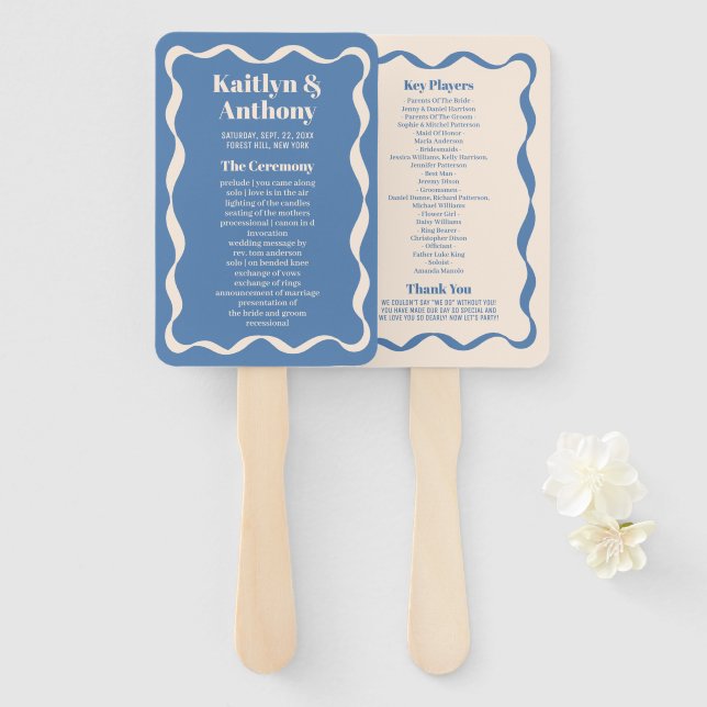 Coquette Curvy Ribbon Retro Hochzeitsprogramm Fächer (Vorne und Hinten)