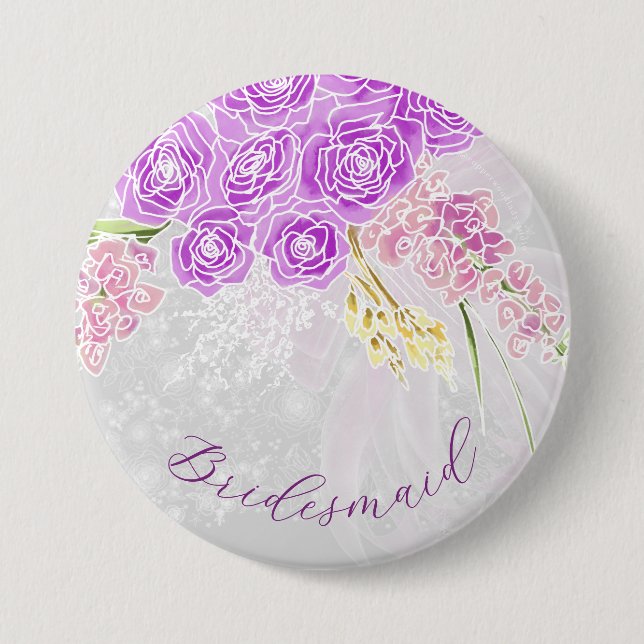 Coquette Durchsichtige rosa Schleife und Bouquet-B Button (Vorderseite)