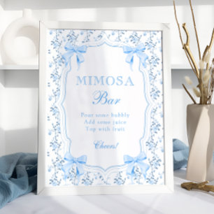 Coquette Elegante Blue Bow Mimosa Bar Poster