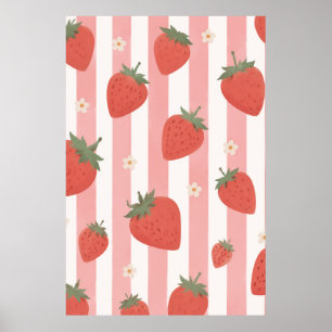 Coquette Erdbeere Rosa Streifen Schlafzimmer Kinde Poster