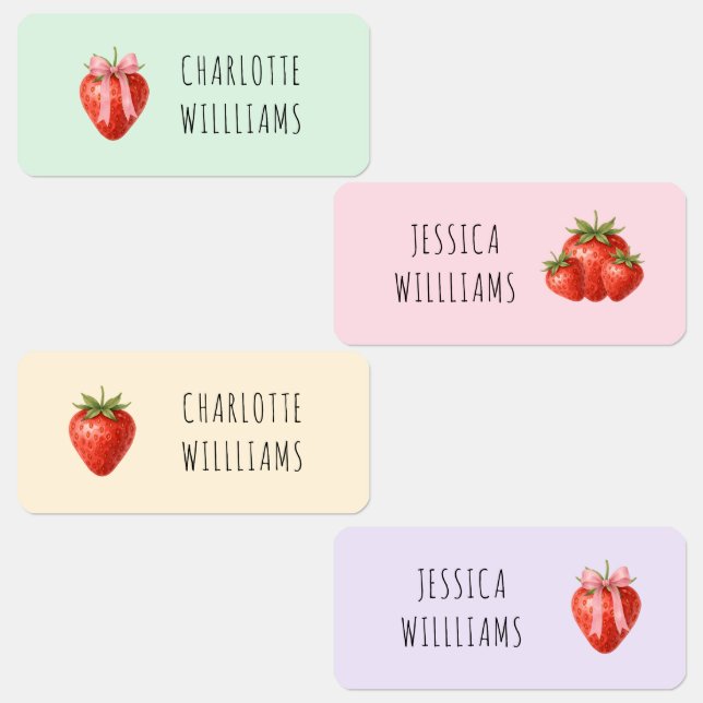 Coquette Erdbeere Zurück zur Schule Kleidung Kinde Etiketten (Gruppe)