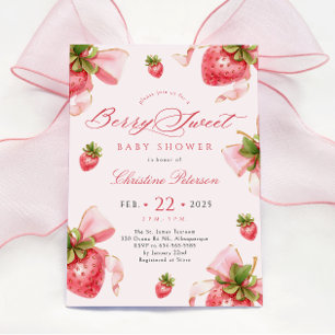Coquette Erdbeeren Baby Shower Einladung