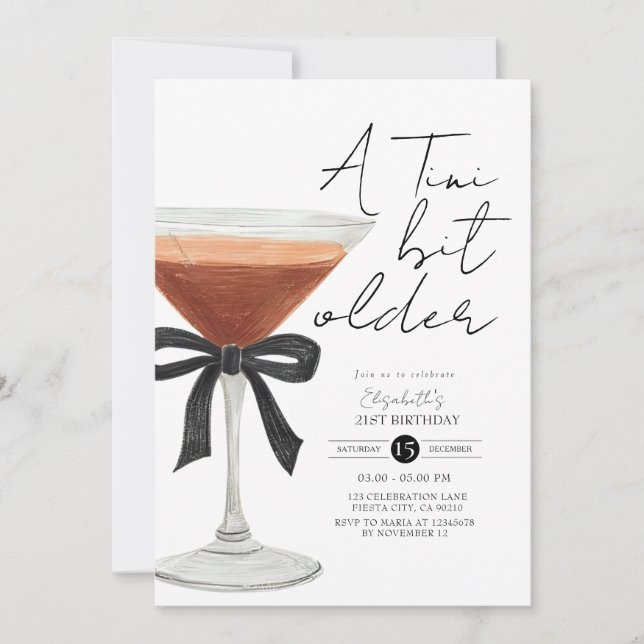 Coquette Espresso Martini Einladung Geburtstag (Vorderseite)