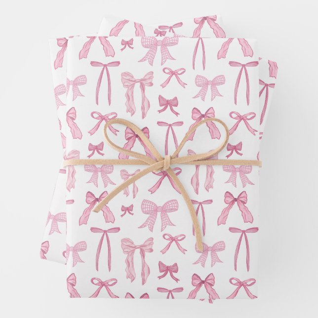 Coquette Feminine Pink Bows & Ribbons Geschenkpapier Set (Beispiel)