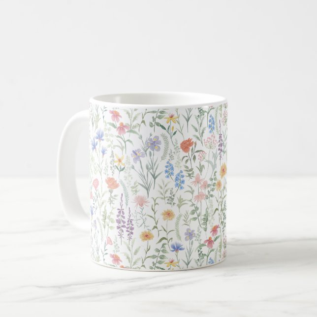 Coquette Feminine Wildblume Wiese Kaffeetasse (Vorderseite Links)