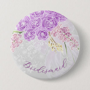 Coquette Flieder-Schleife und Blumenstrauß-Brautju Button