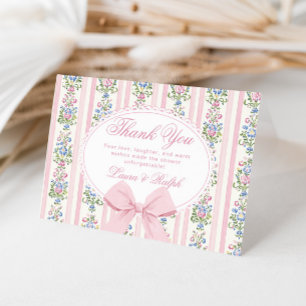 Coquette Floral Bogen Rahmen Blush Baby Dusche Dankeskarte
