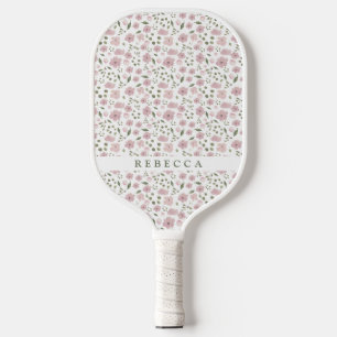 Coquette Floral Muster   Personalisierter Name Pickleball Schläger