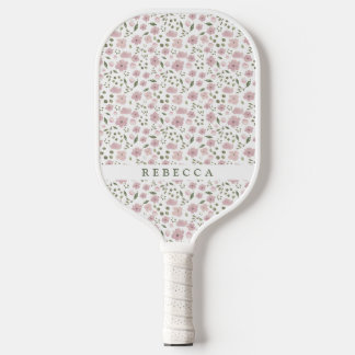Coquette Floral Muster | Personalisierter Name Pickleball Schläger