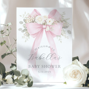 Coquette Floral Rosa Schleife Baby Mädchen Shower  Poster