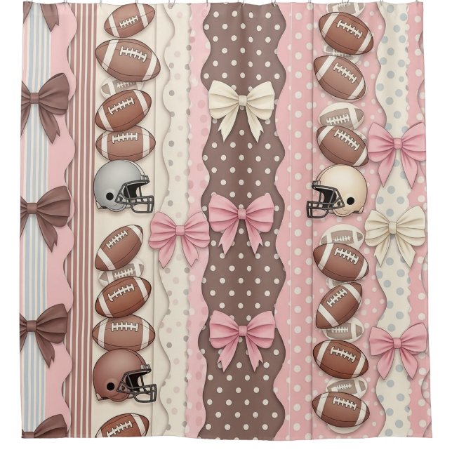 Coquette Football Bows Leopard Muster (9) Duschvorhang (Vorderseite)