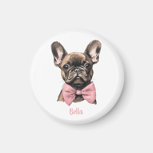 Coquette Frenchie Costumizable Name Magnet (Vorne)