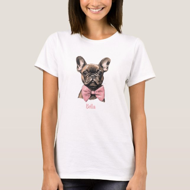 Coquette Frenchie Costumizable Name T-Shirt (Vorderseite)