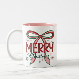 Coquette Frohe Weihnachten Retro Xmas Schleife Vin Zweifarbige Tasse