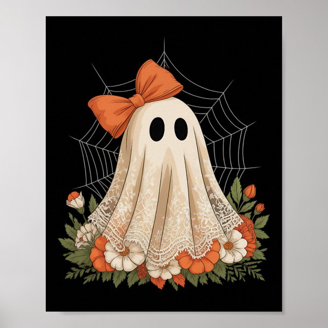 Coquette Ghost Halloween Blume Ghost Spooky Spitze Poster (Vorne)