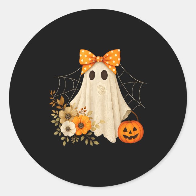 Coquette Ghost Halloween Flower Ghost Soky Lace Gh Runder Aufkleber (Vorderseite)