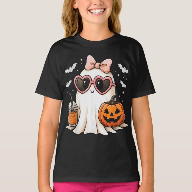 Coquette Ghost Halloween Niedlich Spooky Season Gi T-Shirt (Vorderseite)