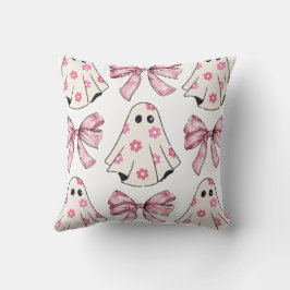Coquette Ghost Pink Halloween Feminine Pillow Fall Kissen