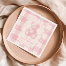 Coquette Gingham French Teddy Bear Baby Shower