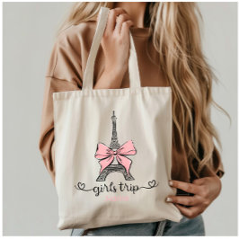 Coquette Girl Trip Eiffelturm & Pink Bow Custom Tragetasche
