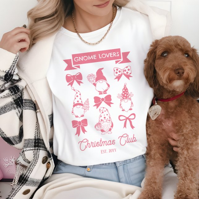 Coquette Gnome Lieblings-Weihnachtsklub Pink | Wei Tri-Blend Shirt (Coquette Gnome Lovers Christmas Club Pink | White Tri Blend Shirt)