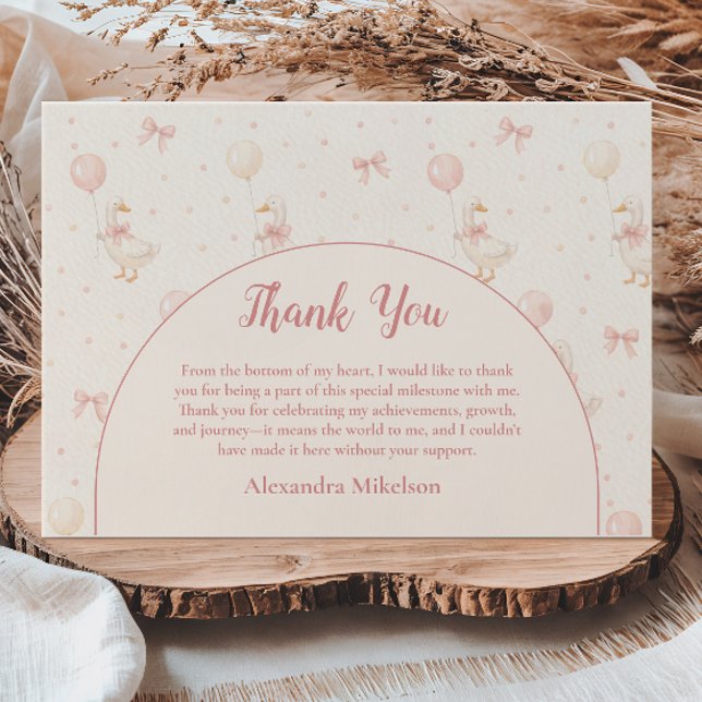 Coquette Goose 1st Birthday Dankeskarte (Von Creator hochgeladen)