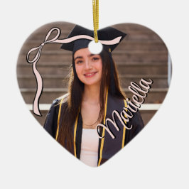 Coquette Graduate Pink Bow Name Lace Photo  Keramik Ornament