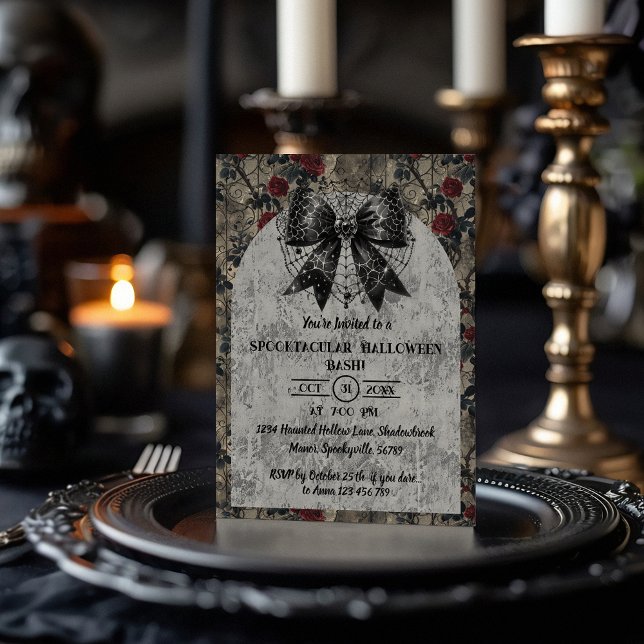 Coquette Halloween Dark Bow Einladung (Von Creator hochgeladen)