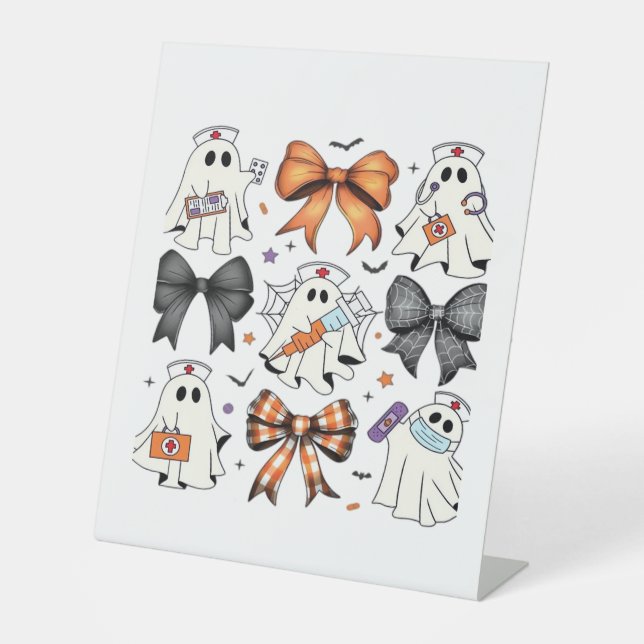 Coquette Halloween Ghost Nurse Klassischer T - Shi Sockelschild (Vorderseite)