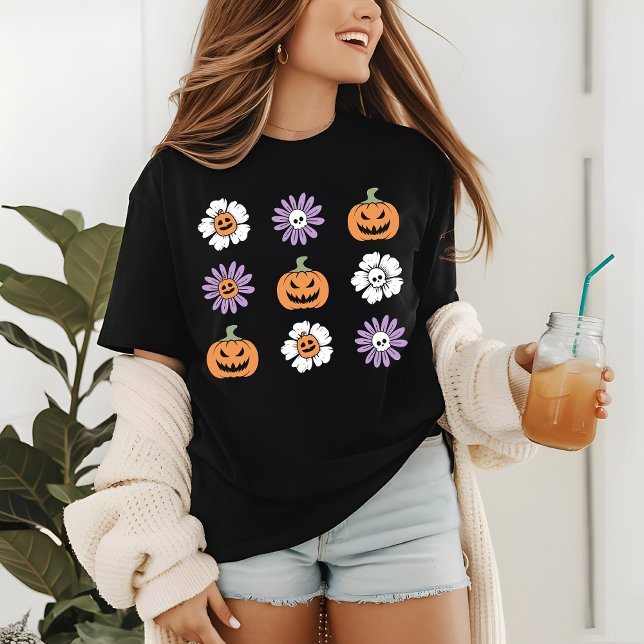 Coquette Halloween Pumpkins Blume Skulls Tri-Blend Shirt (Von Creator hochgeladen)