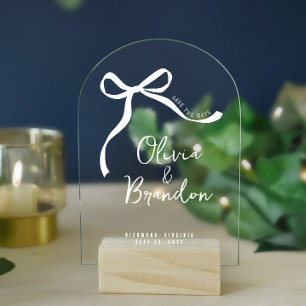 Coquette, handgezogener Bogen Save the Date Acryleinladungen