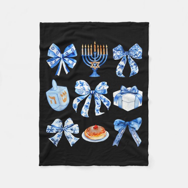 Coquette Hanukkah Bow Jewish Bow Menorah Bow Women Fleecedecke (Vorderseite)