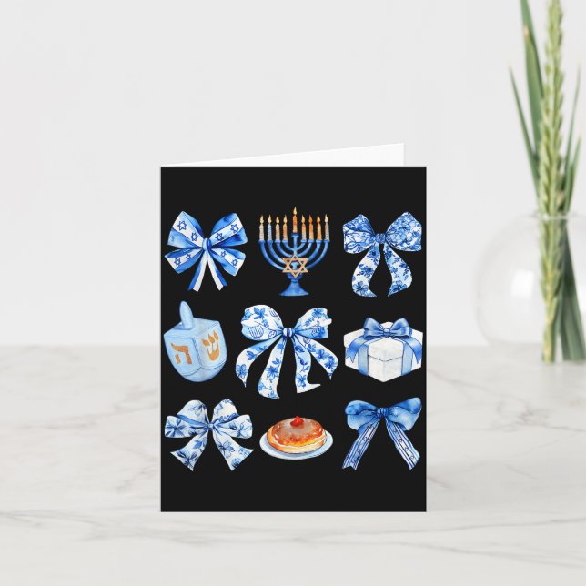 Coquette Hanukkah Bow Jewish Bow Menorah Bow Women Karte (Vorderseite)