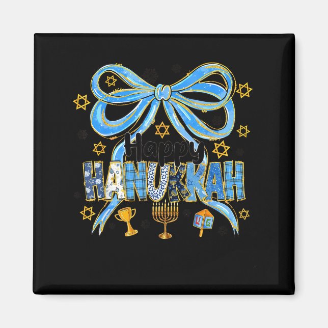 Coquette Hanukkah Bow Jewish Bow Menorah Bow Women Magnet (Vorne)