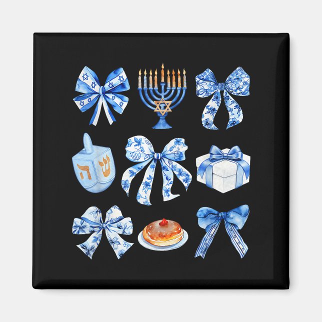 Coquette Hanukkah Bow Jewish Bow Menorah Bow Women Magnet (Vorne)