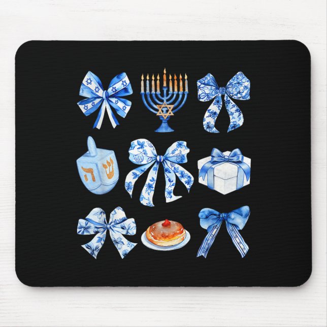 Coquette Hanukkah Bow Jewish Bow Menorah Bow Women Mousepad (Vorne)