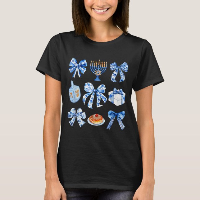 Coquette Hanukkah Bow Jewish Bow Menorah Bow Women T-Shirt (Vorderseite)